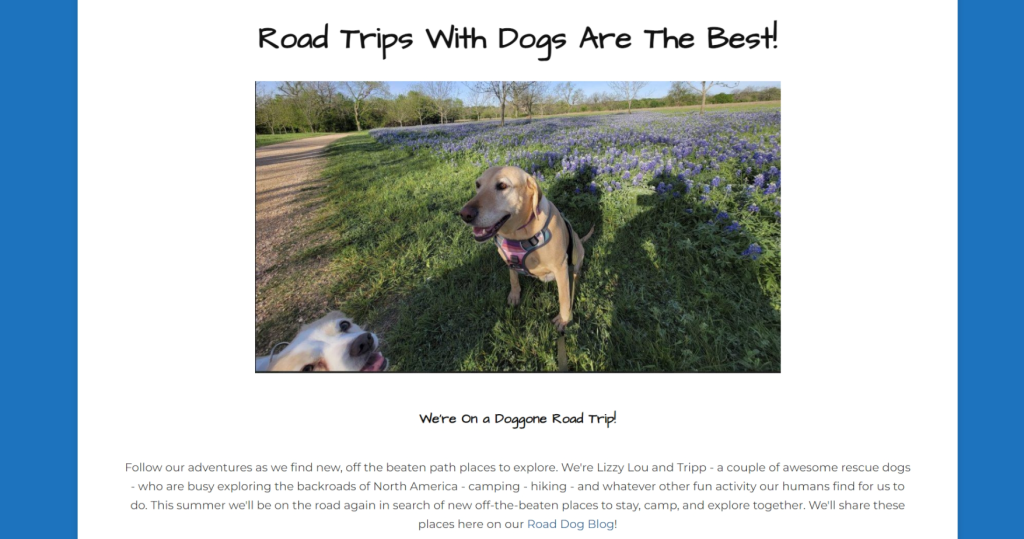 Dog On A Road Trip Travel Blog is one of the best dog adventure blogs and profiles online.