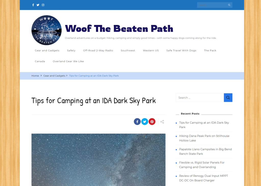 Woof The Beaten Path is one of the best dog adventure blogs and profiles.